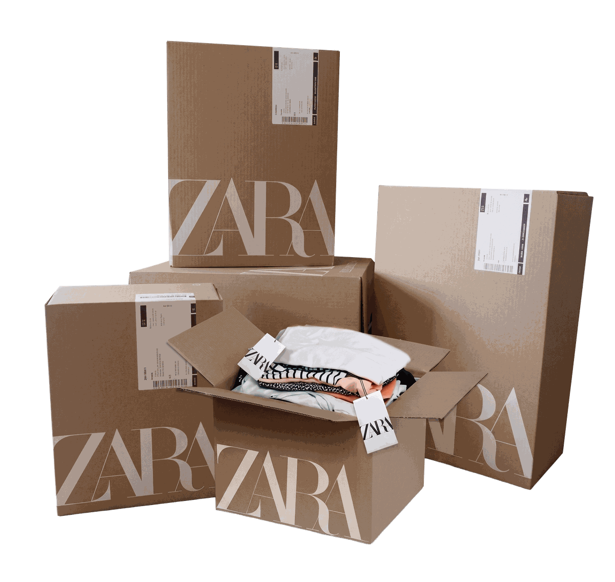 Box sorpresa piene di abbigliamento di grande marca, nuovo con etichette